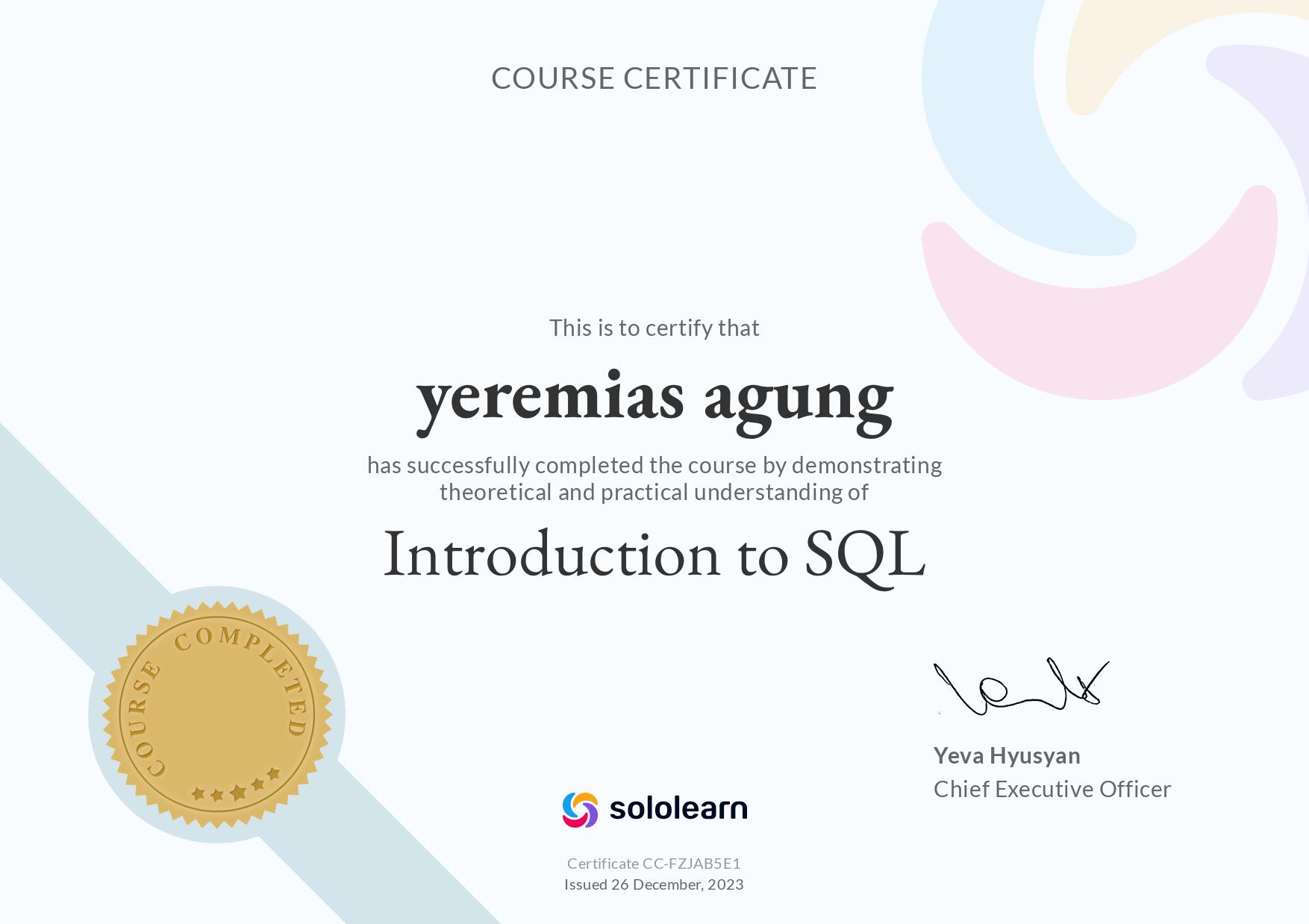 SQL Certificate